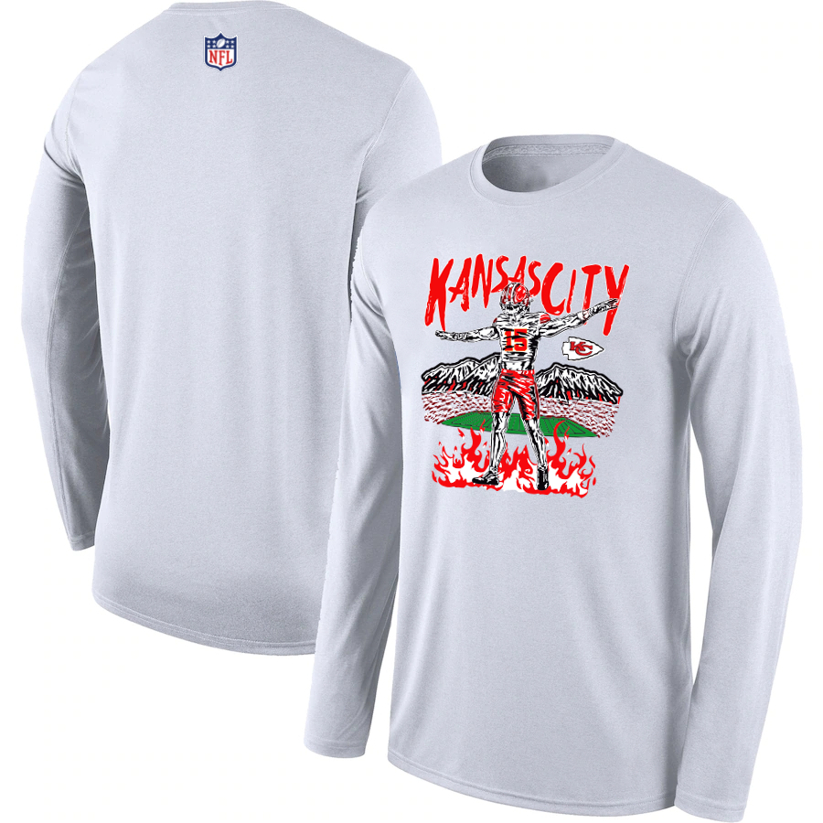 Men 2024 NFL Kansas City Chiefs T shirts white long sleeves style2